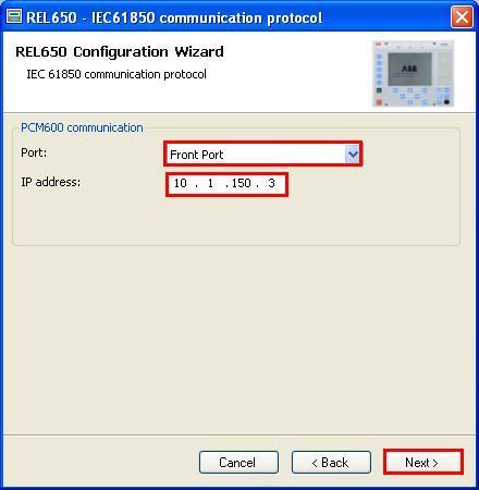 Na tela seguinte o usuário escolhe entre duas opções LAN1 ou Front Port, antes se deve visualizar no próprio relé qual ip está