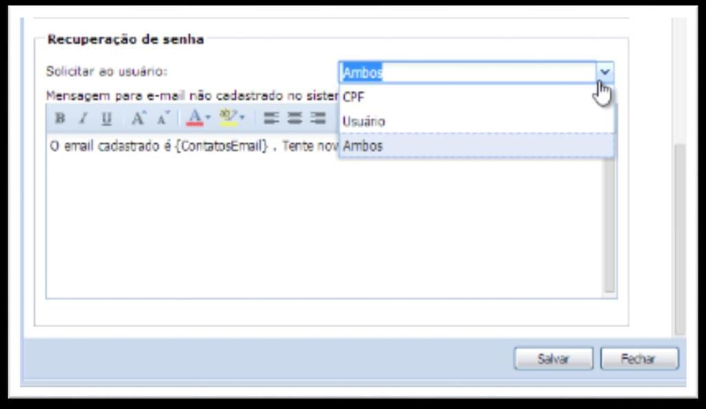 Administração: Definir a senha de acesso ao módulo de administração do portal, precisando alterar para a senha desejada após instalação do portal.