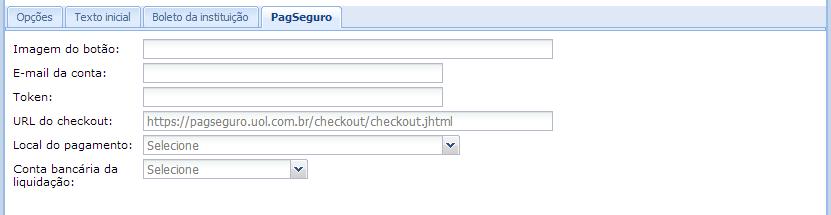 3.3.4 Aba PagSeguro Configuração especifica para a configuração do PagSeguro.