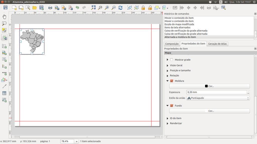 Figura 7: Travando camadas para o item do mapa, evitando que atualizações no projeto do QGIs altere o mapa adicionado no compositor de impressão.