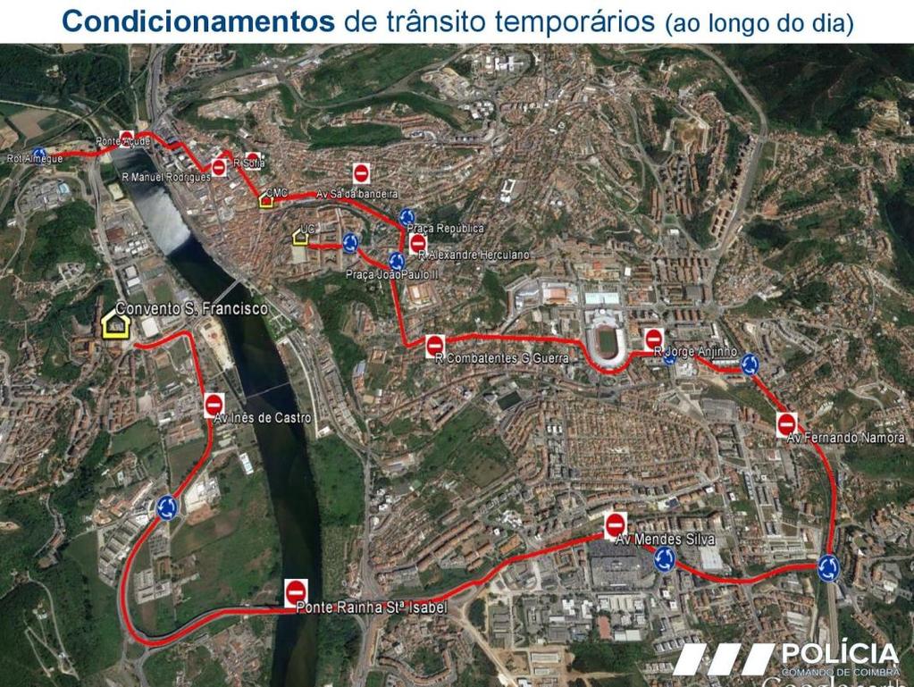 Mapa resumo de todos os condicionamentos de trânsito.