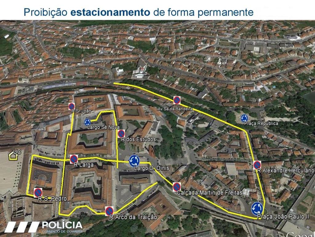 Estão ainda previstas proibições de estacionamento de forma permanente nas