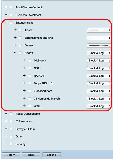 Clique (opcional) de etapa 11. a lista de drop-down ao lado do aplicativo que você quer se aplicar à política. Repita esta etapa como necessário.