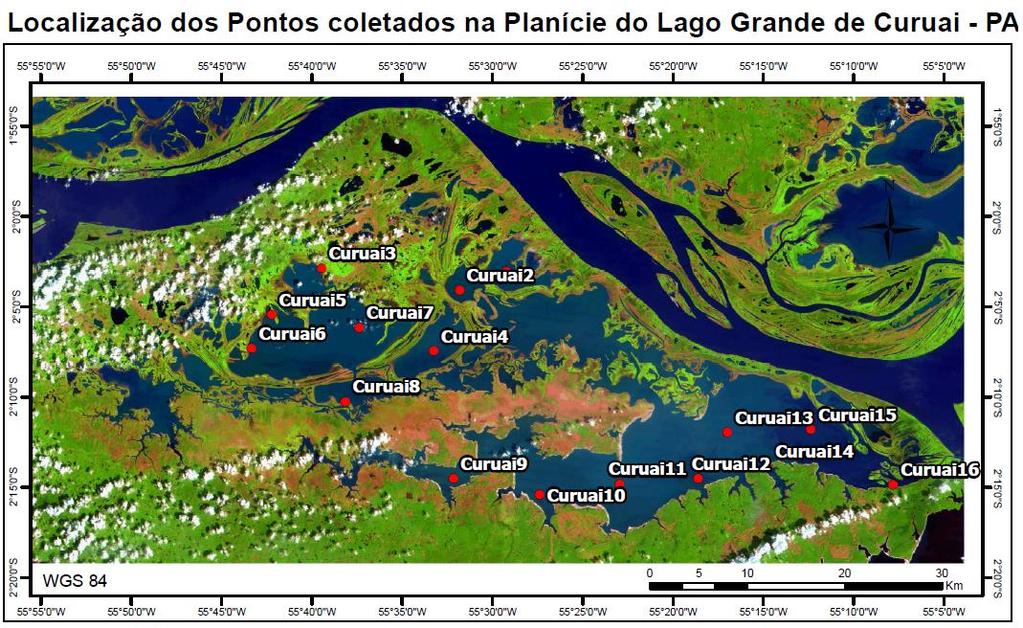 34 radiométricas com a utilização dos espectro radiômetros e de coleta de água para análise em laboratório (Figura 13) de clorofila, TSS, DOC.