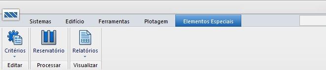 Observe que após clicar na pasta "Elementos Especiais", a barra de ferramentas do Gerenciador Estrutural foi alterada.