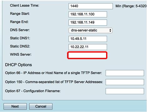 Opções de DHCP Etapa 8.