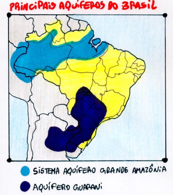 de contaminação: nas nascentes do rio Araguaia, no limite setentrional do aquífero, na região de Lajes (SC), Alegrete (RS) e no interior do Paraná.