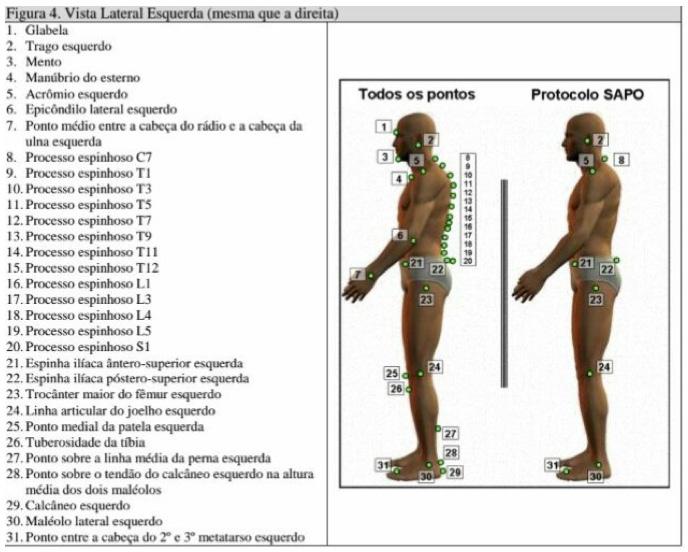 Figura 4- Pontos marcados na vista Lateral Esquerda Ciência Atual