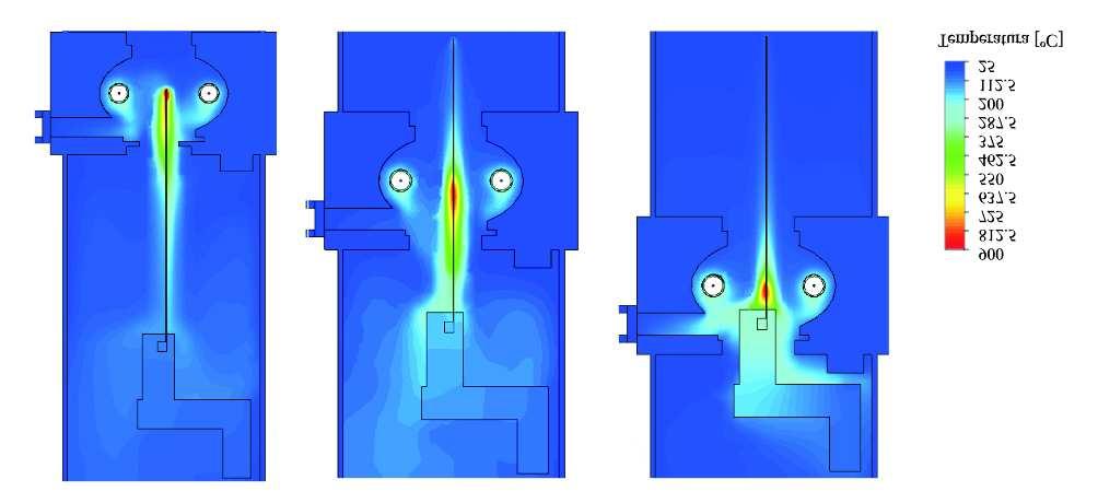 Para as três posições da amostra analisadas, o gradiente de temperatura junto à superfície frontal é superior a 450 o C/mm.