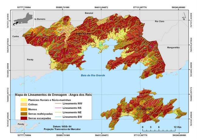 Mapeamento dos lineamentos de drenagem e compartimentação geomorfológica no município de Angra dos Reis - RJ, representativo do sul- fluminense.