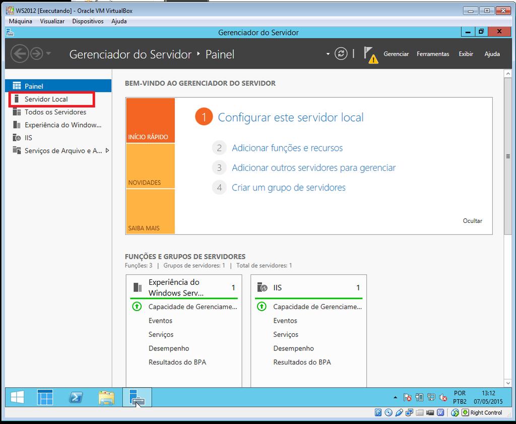 Aula 5 Configurando o Windows Server em rede O Windows Server, após concluído a sua instalação, é necessário que o servidor possua um endereço de IP fixo e nome de rede.