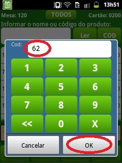 Digite o código do produto, em seguida