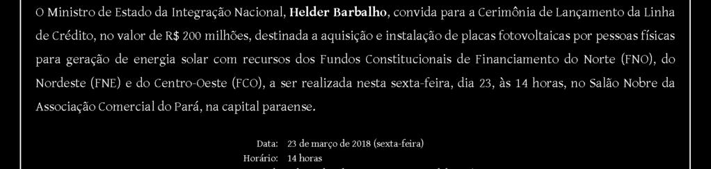 Financiamento FV para Pessoa Física Ministério da Integração