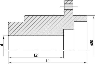 Flange - Vaso brida 730 L1 L2 d TK 90 63 35 DKN 8/M8/100 Homag, IMA, Torwegge 730.101 97 68 40 DKN 8/M8/100 Schwabedissen, Gabbiani 730.102 Dim.