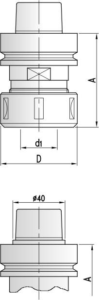 60 63 65 6-25(ER40) A435.063.365.60 Pinça não incluída - Sin pinza A435 D Dim. Fêmea de aperto - Tuerca de apriete 50 M40x1,5 (ER32) 709.