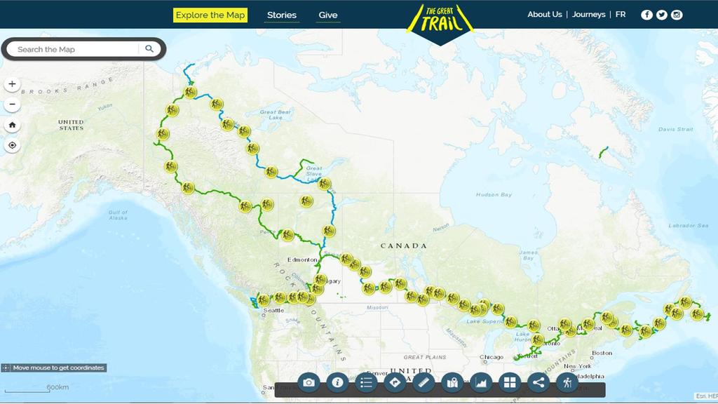 24.000kms de percursos 58 contadores 18 entidades facilitar a partilha e análise dos dados dos clientes Eco-Counter com a Trans Canada Trail (TCT)