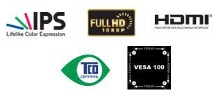 Menu, Liga-Desliga e OSD (On Screen Display) Ajustes de Inclinação, Altura e Rotação (PIVOT 90 ) Cabo D-Sub Cabo de Alimentação Equipamento sujeito a atualização Tecnológica.