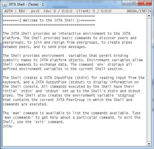 JXTA Utilizando o JXTA Shell 2.