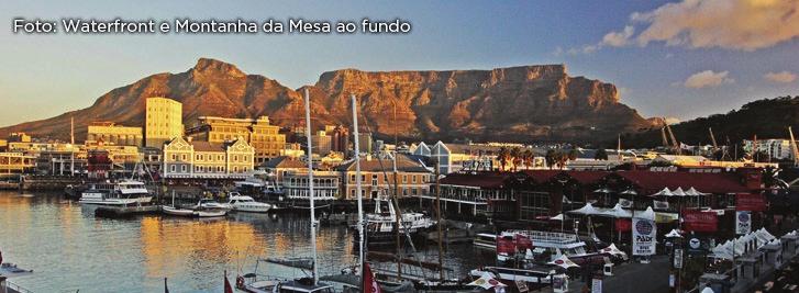 do Waterfront, área mais charmosa da Cidade do Cabo, com inúmeras opções para compras, entretenimento e gastronomia.