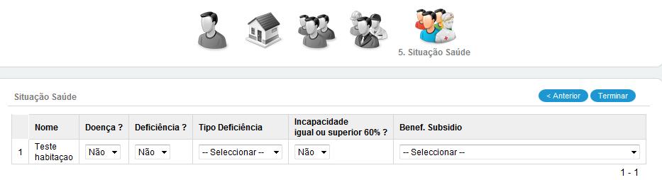 aparece o formulário de dados relativo à Situação