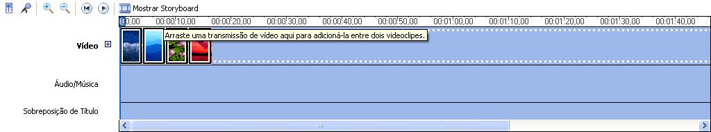 Áudio/Música A faixa de Áudio/Música permite ver qualquer clipe de áudio que tenha sido adicionado ao projeto. O nome do clipe de áudio aparece no clipe.