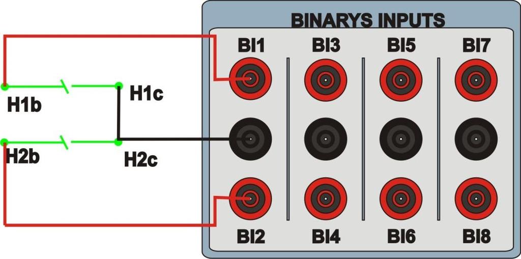 1.3 Entradas Binárias Ligue as Entradas Binárias do CE-600X às saídas binárias do relé, BI1 do CE-600X ao