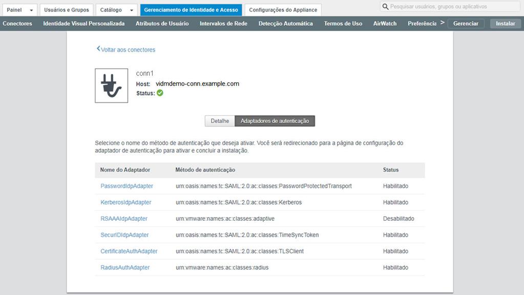 Por exemplo: Habilitar o modo de saída para o VMware Identity Manager Connector Para habilitar o modo de conexão