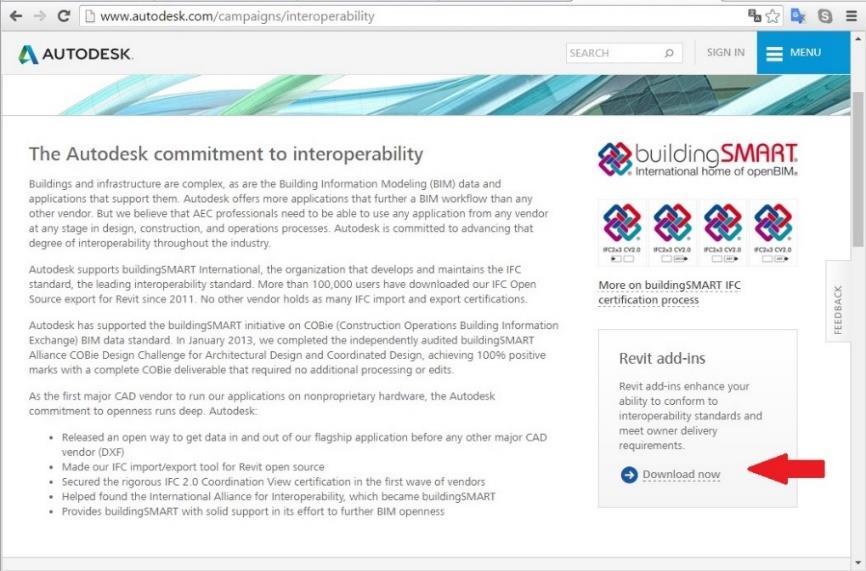 CASO DE ESTUDO 4.5 COBIE TOOLKIT NO REVIT É possível obter o COBie através da instalação do mesmo gratuitamente, a partir do site da Autodesk, no link referido na figura seguinte.