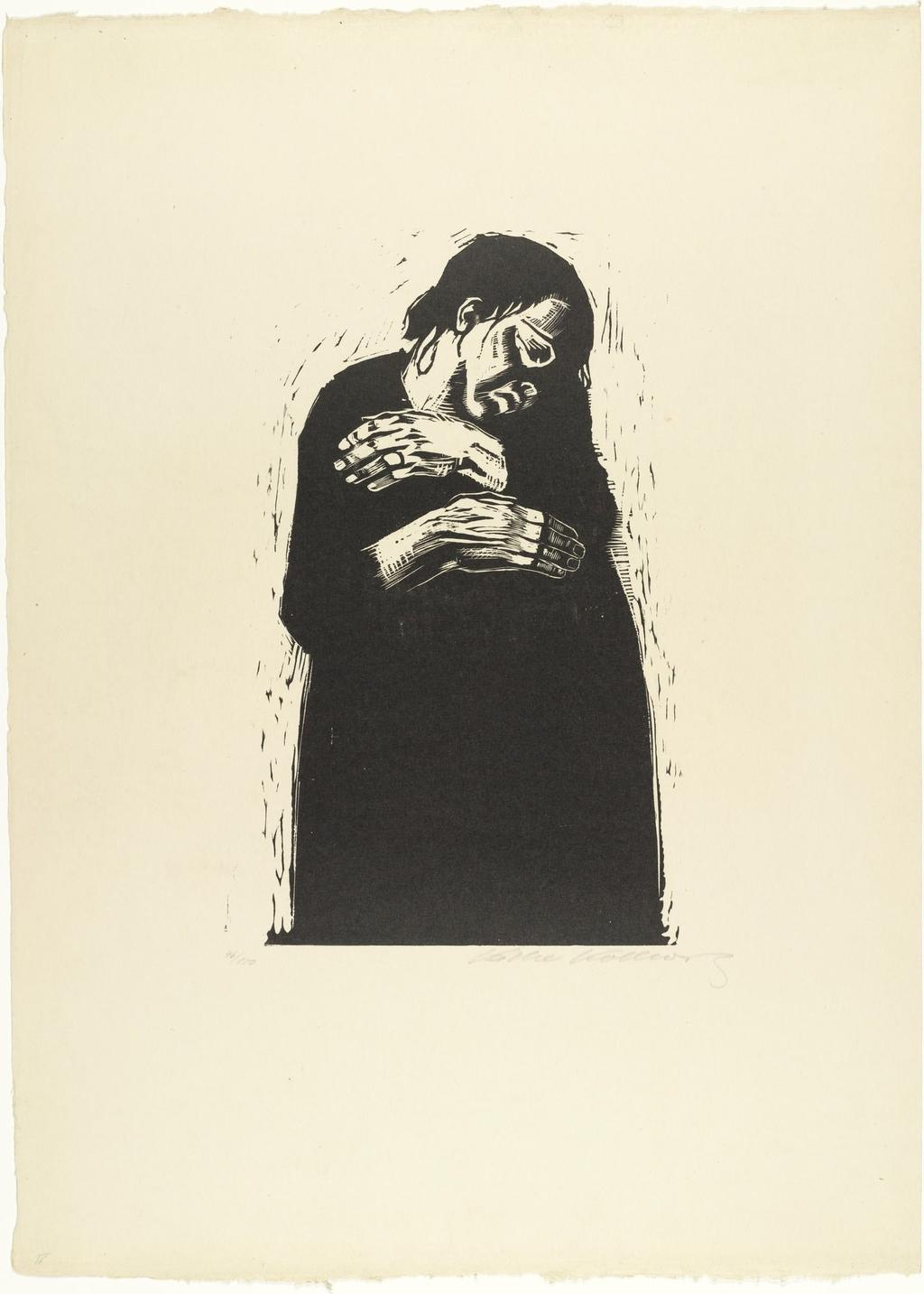 Kathe Kollwitz é artista gráfica e escultora, seu trabalho é caracterizado pela melancolia e pela tensão. Representou o expressionismo em forma de protesto social.