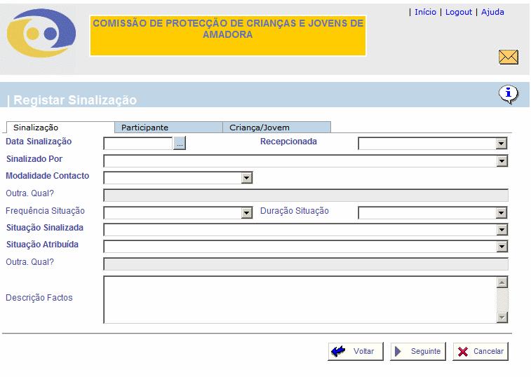 navegação é feita através dos botões.