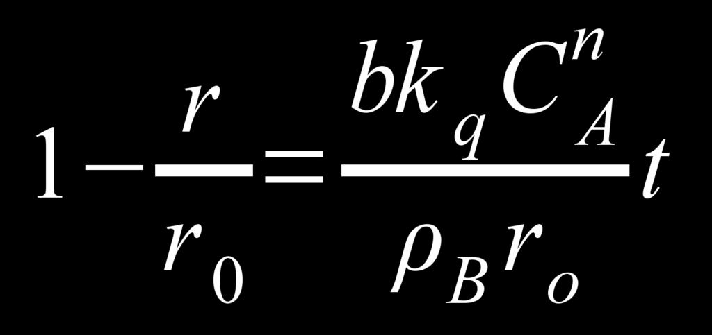 Substituindo, (i) em, reagrupando e integrando desde r = r0 a t = 0 até r = r a t = t, tem-se: Se CA não é constante deve-se conhecer a função CA = f(t) e