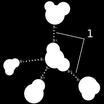 57 Figura 3.19 Ligações de hidrogênio entre moléculas de água. Fonte: Wikipedia (acesso em 2012).