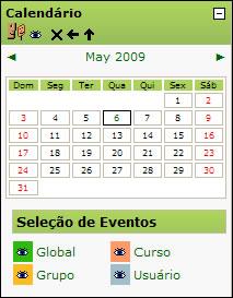 6 Administrand s Blcs 6.1 Blc Calendári O calendári apresenta uma agenda da disciplina/curs, n qual sã divulgads events e datas, em geral.