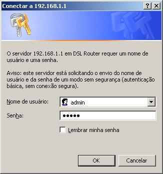 Inicie seu navegador (Internet Explorer, Mozilla Firefox, Google Chrome, etc) e digite 192.168.1.1 no campo de endereço e pressione a tecla Enter.