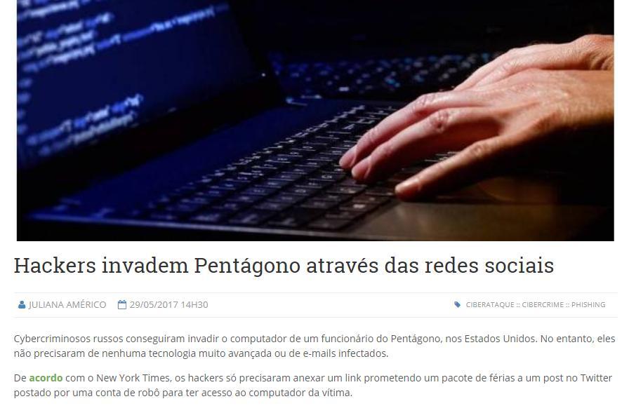 SEGURANÇA MOTIVAÇÃO E TRANSPARÊNCIA DA MUDANÇA Um hacker invade a Nasa, FBI,