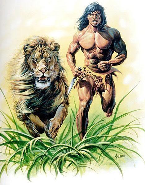 Hlavnou postavou knihy s rovnomenným názvom je Tarzan, ktorého nám autor predstavuje od jeho narodenia až do veku približne 30 rokov.