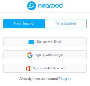 Página inicial do Nearpod Após o acesso ao Nearpod, o usuário irá visualizar uma página inicial com várias funcionalidades (Quadro 1). Quadro 1.