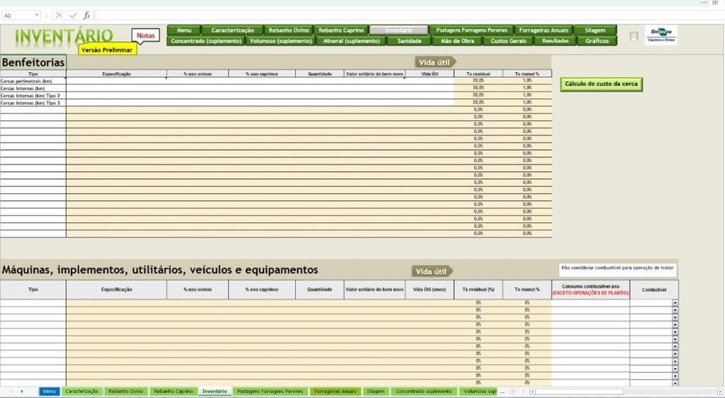 Figura 19. Aba de informações de inventário da propriedade.