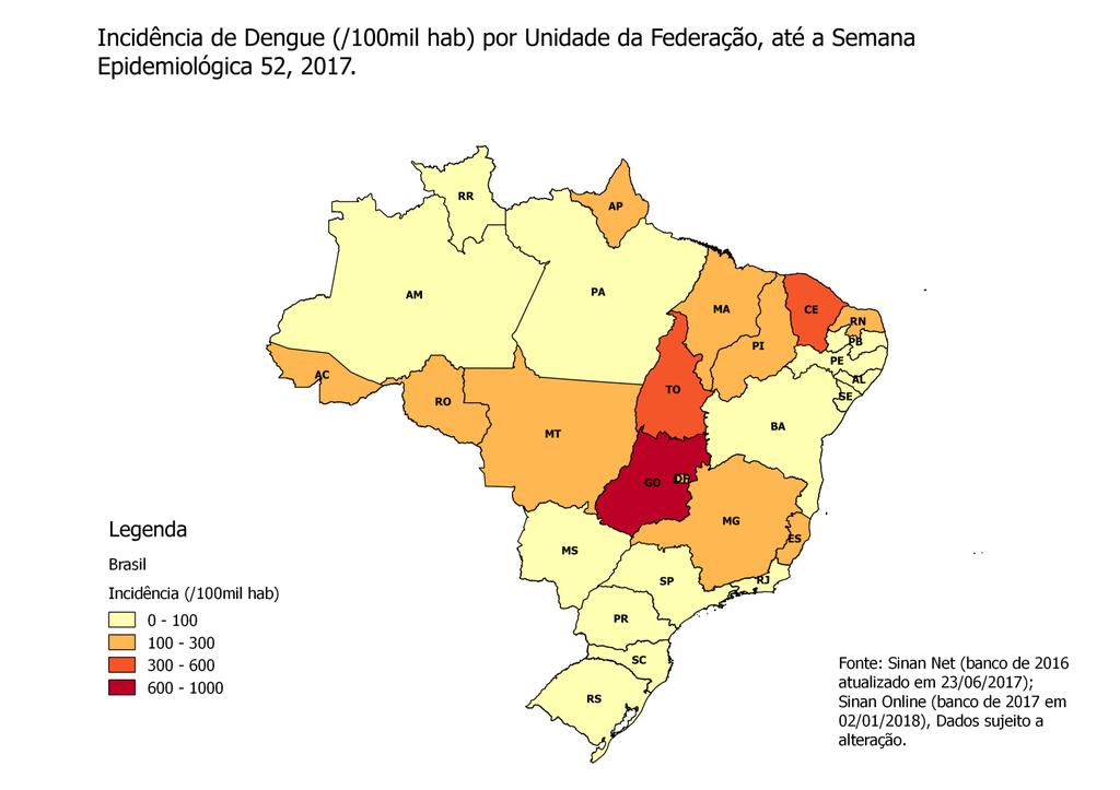 Mapa 1- Incidência de Dengue (/100 mil hab.
