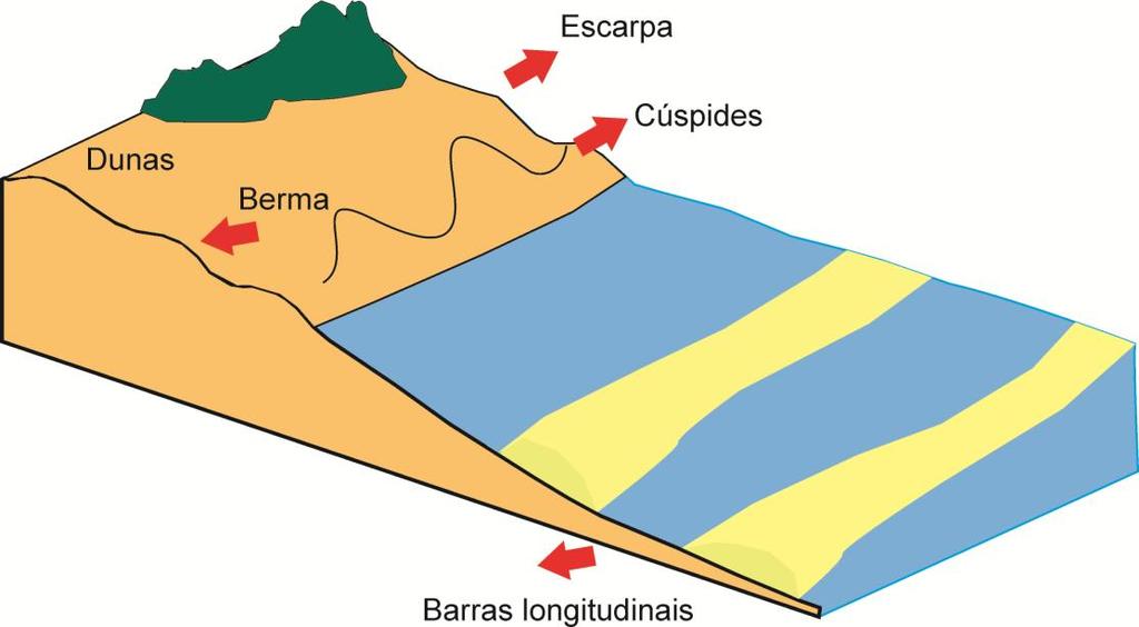 Figura 3: Representação das feições geomorfológicas encontradas em uma praia (Fonte: A autora, 2016).