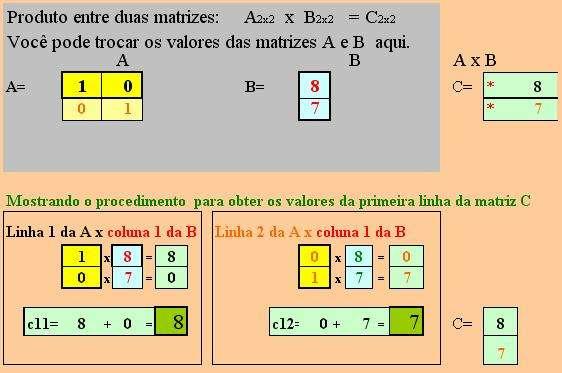 13 O professor poderá explorar esta atividade para que o aluno construa a relação necessária entre as ordens das matrizes para efetuar a multiplicação entre ambas, como também utilizar esta atividade