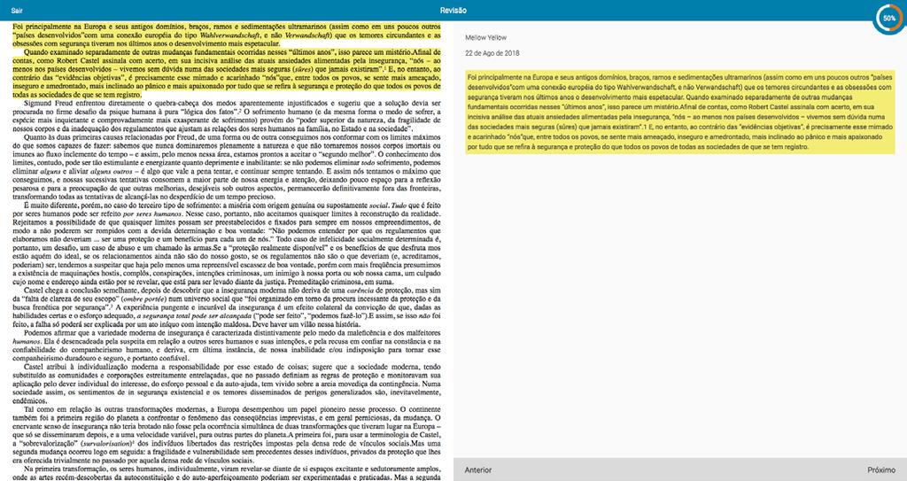 Clique no botão Anterior e Próximo para mudar as revisões.