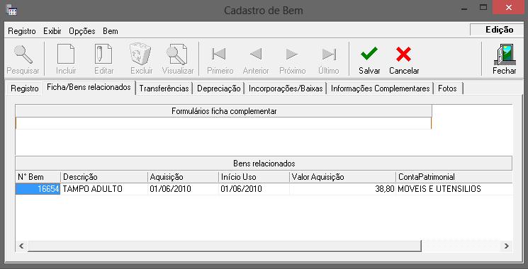 2 Aba Bem Relacionado Exibe a lista de bens que são relacionados entre si, informados