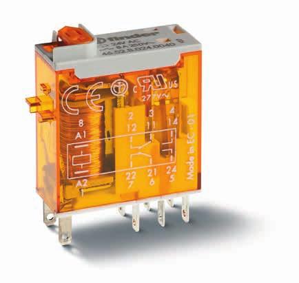 SÉRIE Relés industriais miniatura 8 a16 SÉRIE Relés de potência estilo industrial 1 & 2 CO Para montagem em base ou conexão direta através de conectores Faston Tipo.52 -- 2 reversíveis 8 Tipo.