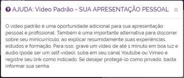 infomar senha caso o vídeo seja Privado Um VÍDEO de