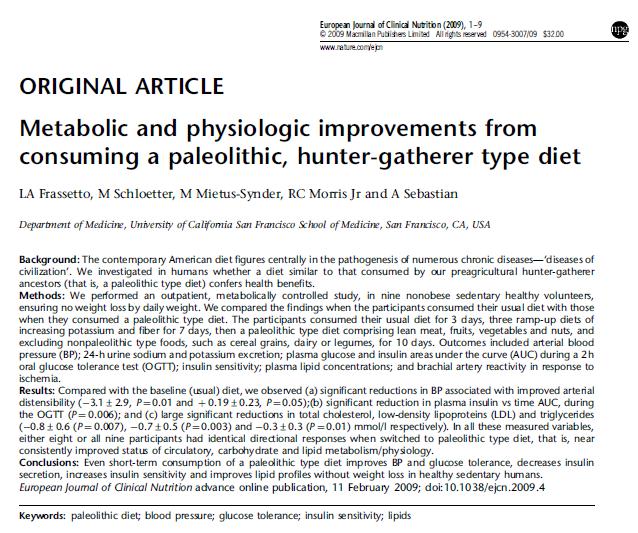 Grupo que recebeu dieta semelhante à do Paleolítico demonstrou melhora da pressão arterial, diminuição do