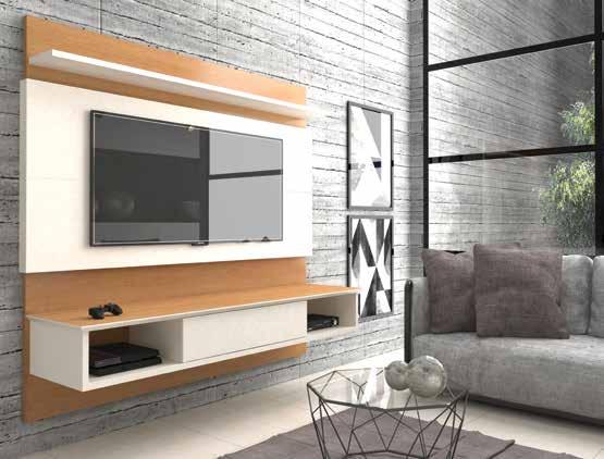 RACKS & HOMES TRADICIONAL HOME THEATER SUSPENSO Com nichos e prateleiras L: