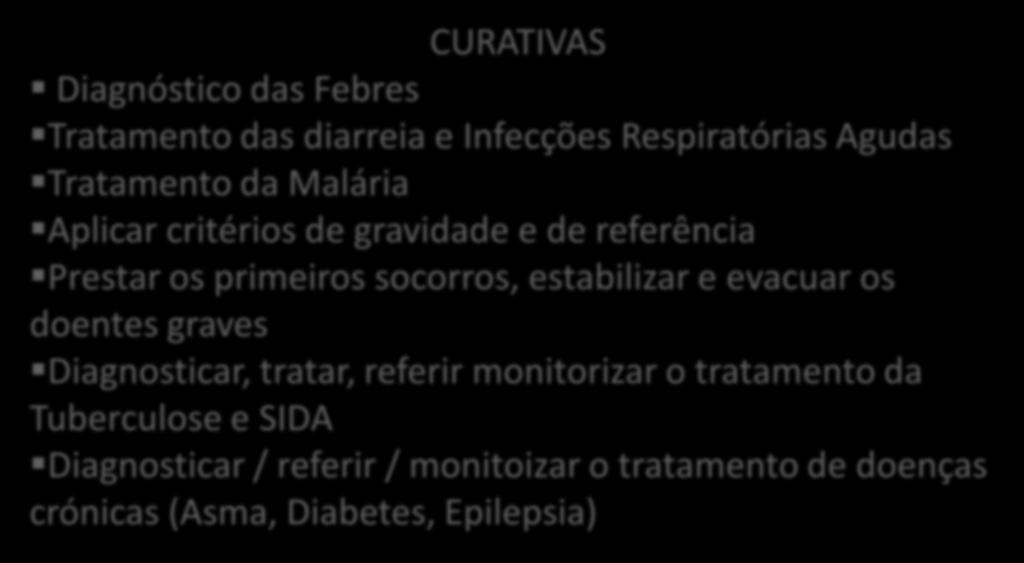 os doentes graves Diagnosticar, tratar, referir monitorizar o tratamento da Tuberculose e