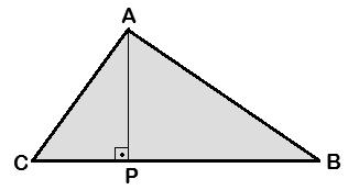 5) (UFRGS) Na figura, ABC um triângulo retângulo, AP perpendicular a CB, CP mede 1,8 e PB mede,.