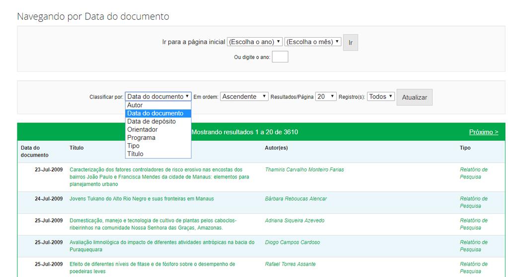 Como navegar no RIU? Comunidades e Coleções: permite listar as Comunidades em ordem alfabética. Cada Comunidade (área do conhecimento - CNPq)possui suas Coleções (Tipos de documento).